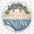 Let It Snow Bow Wreath Novelty Circle Sticker Decal Small