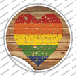 Distressed Heart Rainbow Novelty Circle Sticker Decal Small