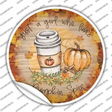 Pumpkin and Latte Novelty Circle Sticker Decal Small