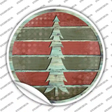 Tree Red and Green Novelty Circle Sticker Decal Small