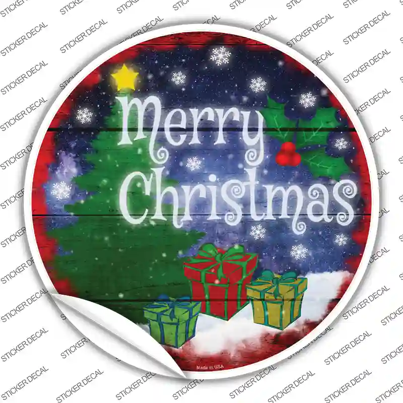 Merry Christmas with Presents Novelty Circle Sticker Decal
