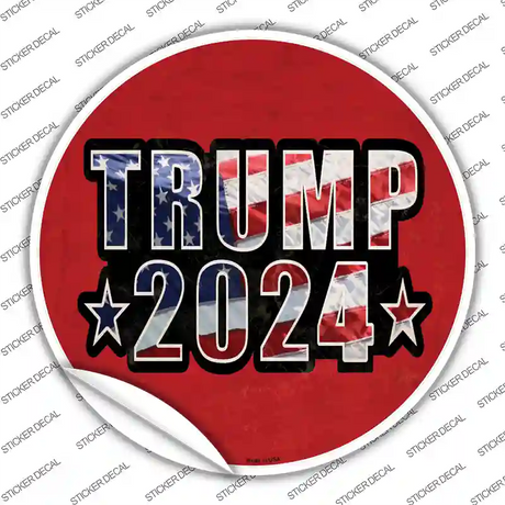 Trump 2024 American Flag Novelty Circle Sticker Decal Small