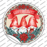 Happy Holidays Gnomes Novelty Circle Sticker Decal Small