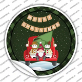 Merry Christmas Truck Novelty Circle Sticker Decal Small