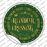 Reindeer Crossing Green Novelty Circle Sticker Decal Small