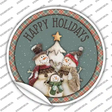 Happy Holidays Snowman Novelty Circle Sticker Decal Small