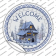 Welcome Snowy House Novelty Circle Sticker Decal Small