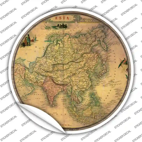 Asia Map Novelty Circle Sticker Decal Small