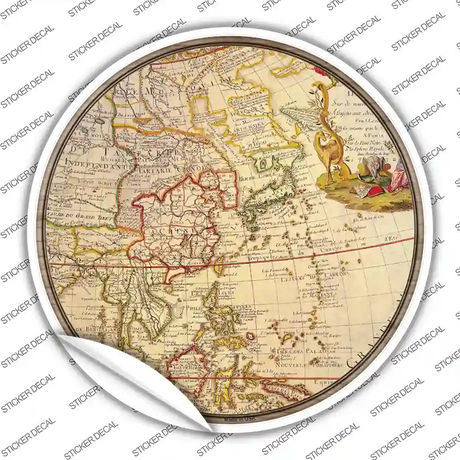 East Asia Map Novelty Circle Sticker Decal Small