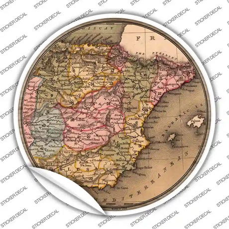 Spain Map Novelty Circle Sticker Decal Small