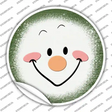 Dark Green Snowman Face Novelty Circle Sticker Decal Small