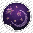 Moon and Stars Novelty Circle Sticker Decal Small