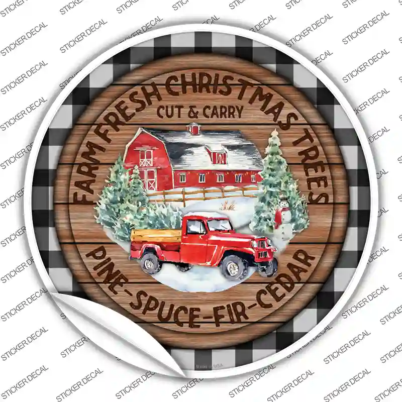 Pine Spruce Fir Cedar Trees Novelty Circle Sticker Decal