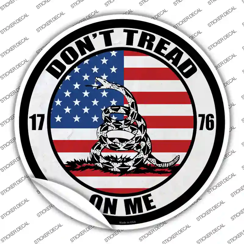 1776 US Flag Gadsden Novelty Circle Sticker Decal Small