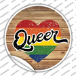 Queer Heart On Wood Novelty Circle Sticker Decal Small