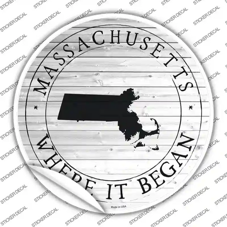 Massachusetts Where is Began Novelty Circle Sticker Decal Small