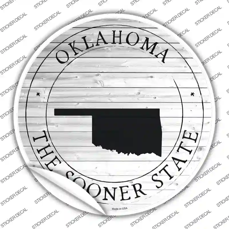 Oklahoma Sooner State Novelty Circle Sticker Decal Small