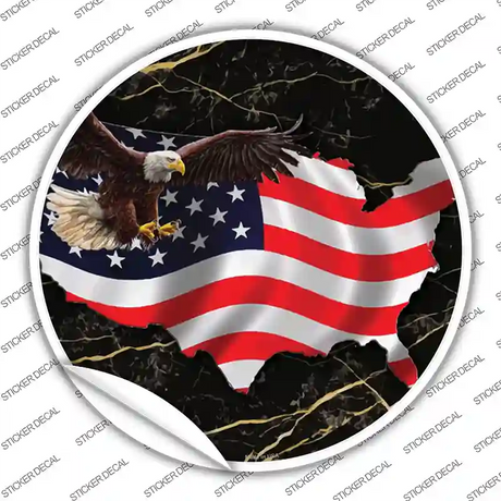 USA Flag Outline Novelty Circle Sticker Decal