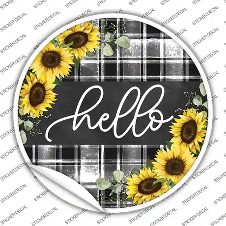 Hello Sunflowers Novelty Circle Sticker Decal Small