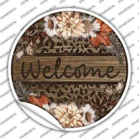 Welcome Flowers Animal Print Novelty Circle Sticker Decal Small