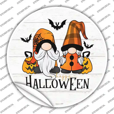 Happy Halloween Spooky Gnomes Novelty Circle Sticker Decal Small