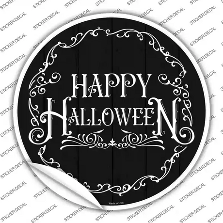 Happy Halloween Black Novelty Circle Sticker Decal Small