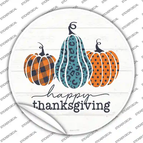 Happy Thanksgiving Pumpkins Novelty Circle Sticker Decal Small