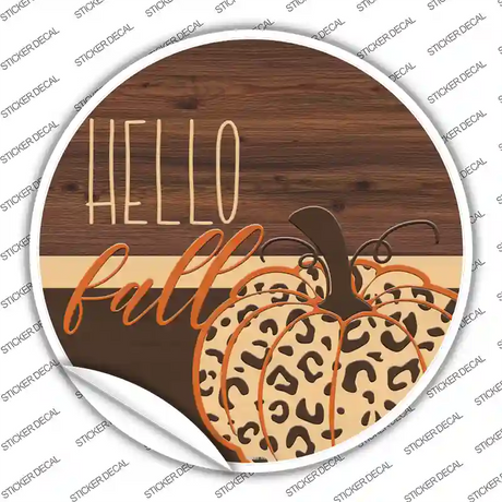 Hello Fall Pumpkin Novelty Circle Sticker Decal Small