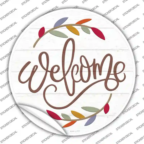 Welcome Leaves Novelty Circle Sticker Decal Small