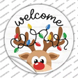 Welcome Reindeer Novelty Circle Sticker Decal Small