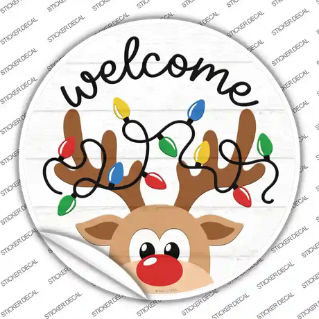 Welcome Reindeer Novelty Circle Sticker Decal Small