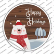 Happy Holidays Polar Bear Novelty Circle Sticker Decal Small