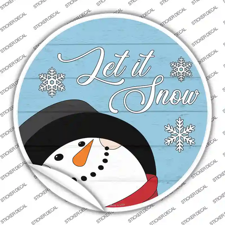 Let It Snow Blue Novelty Circle Sticker Decal Small