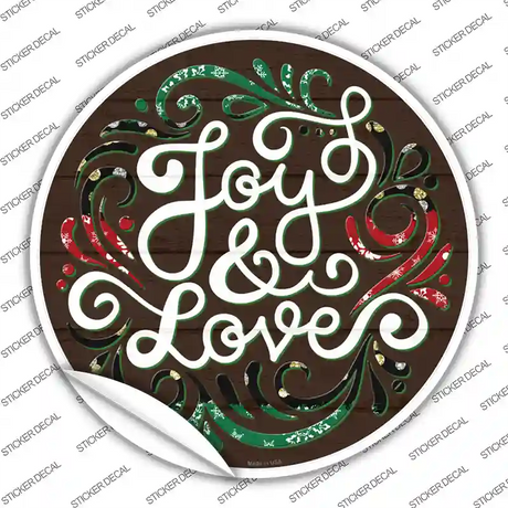 Joy and Love Christmas Novelty Circle Sticker Decal Small