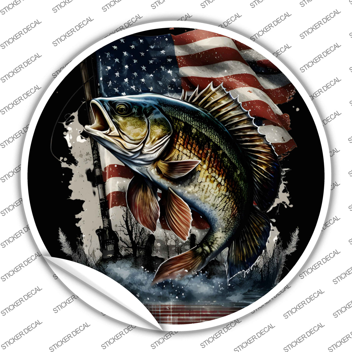 American Bass Novelty Circle Sticker Decal C-2056s