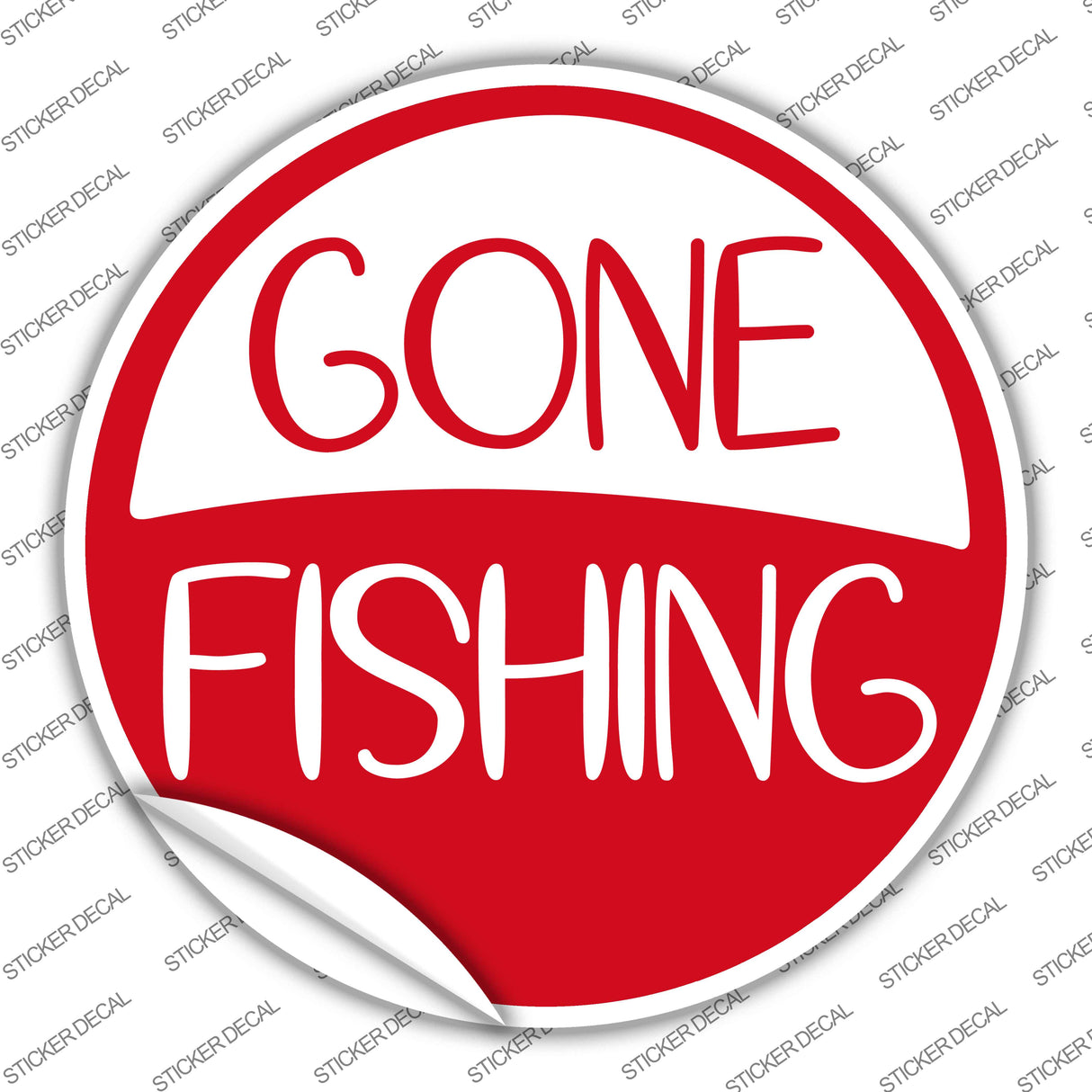 Gone Fishing Novelty Circle Sticker Decal C-2060s