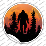 Bigfoot Silhouette on Moon Novelty Circle Sticker Decal C-2061s