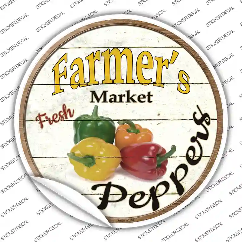 Farmers Market Peppers Novelty Circle Sticker Decal Small