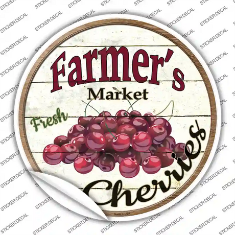 Farmers Market Cherries Novelty Circle Sticker Decal Small