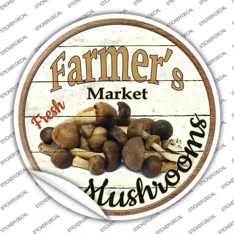 Farmers Market Mushrooms Novelty Circle Sticker Decal Small