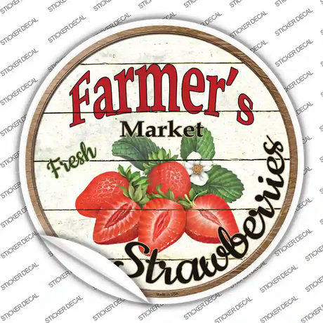 Farmers Market Strawberries Novelty Circle Sticker Decal Small