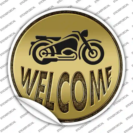 Welcome With Motorcycle Novelty Circle Sticker Decal Small