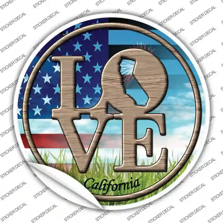 Love California Novelty Circle Sticker Decal Small