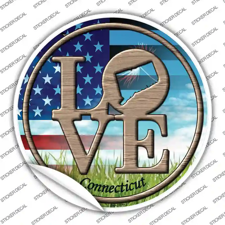 Love Connecticut Novelty Circle Sticker Decal Small