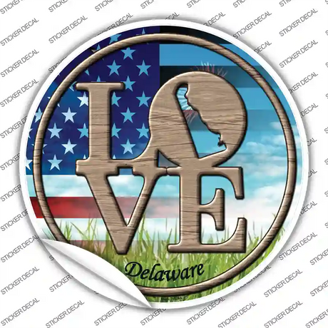 Love Delaware Novelty Circle Sticker Decal Small