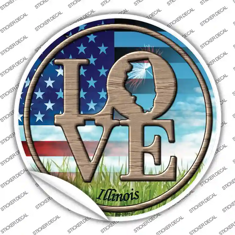 Love Illinois Novelty Circle Sticker Decal Small