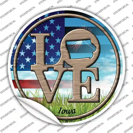 Love Iowa Novelty Circle Sticker Decal Small