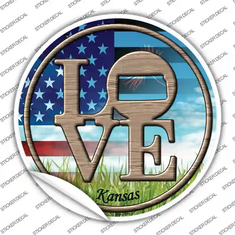 Love Kansas Novelty Circle Sticker Decal Small