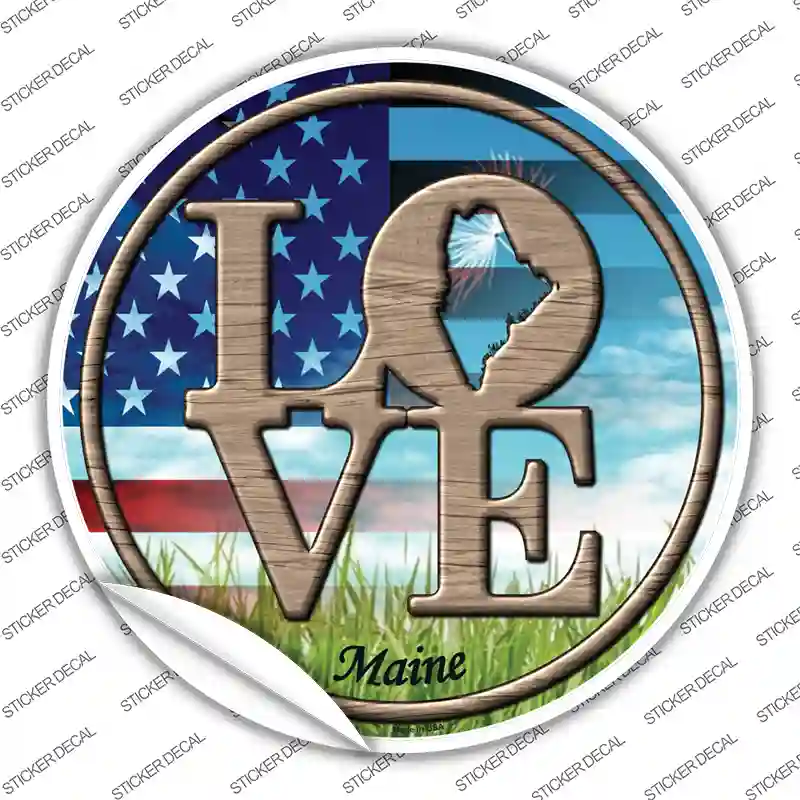 Love Maine Novelty Circle Sticker Decal