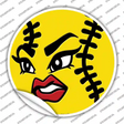 Angry Softball Novelty Circle Sticker Decal Small